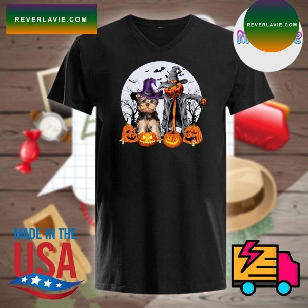 Yorkshire Terrier and straw man Witch Halloween T-shirt