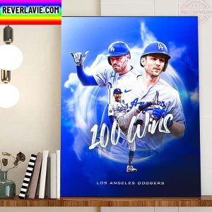 Los Angeles Dodgers 100 Wins In MLB Home Decor Poster Canvas