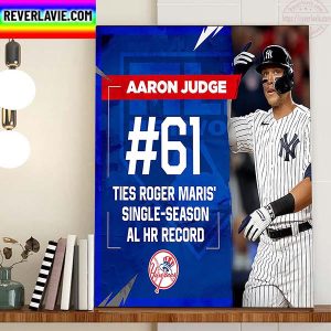 The New York Yankees Aaron Judge 61 AL HR Record Home Decor Poster Canvas