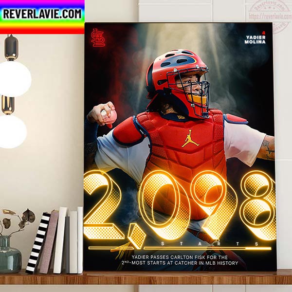 Yadier Molina 2098 Starts For St Louis Cardinals In MLB Home Decor Poster Canvas Yadier Molina 2098 Starts For St Louis Cardinals In MLB Home Decor Poster Canvas