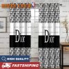 Christian Dior Signature Logo In Grey Monogram Background Window Curtain