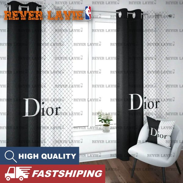 Dior Two Sides Splited Black And White Window Curtain