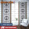Gucci Addict Mickey Mouse In Signature Monogram Brown And Black Background Window Curtain