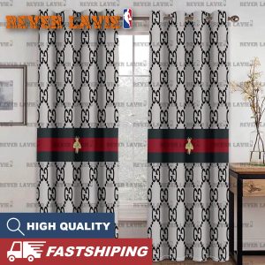 Gucci Bee With Vintage Web In Fancy Black And White Monogram Window Curtain