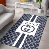 Gucci Big Logo In Blue Monogram Background Area Rug