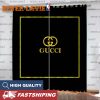Gucci Golden Logo In Brown Monogram Background Window Curtain