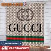 Gucci Logo In Monogram Background Two Sides Splitted With Signature Stripe Window Curtain
