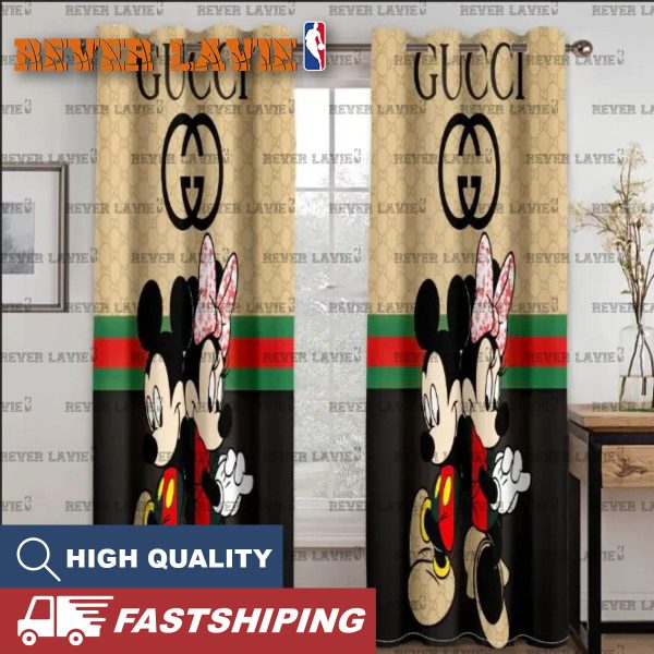 Gucci X Mickey And Minnie Mouse With Vintage Web And Big Logo Window Curtain