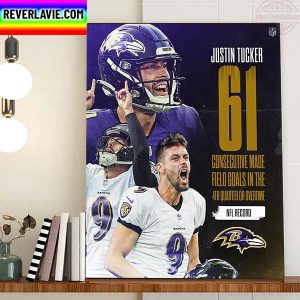 Justin Tucker 61 Field Goals In Baltimore Ravens NFL Home Decor Poster Canvas