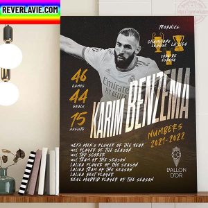 Karim Benzema Wins 2022 Ballon dOr And All Title Of Season Home Decor Poster Canvas