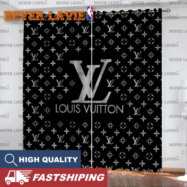Louis Vuitton Big Logo With Black Monogram Window Curtain