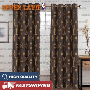 Louis Vuitton Signature Brown Monogram Two Sides Splitted Window Curtain
