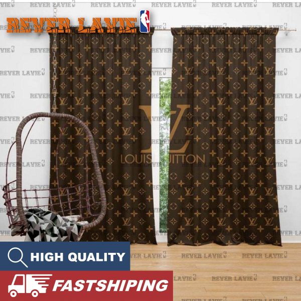 Louis Vuitton Signature Logo In Fancy Brown Monogram Window Curtain
