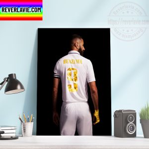 Official Golden Shirt Karim Benzema Ballon dOr By Adidas x Real Madrid Wall Decor Poster Canvas