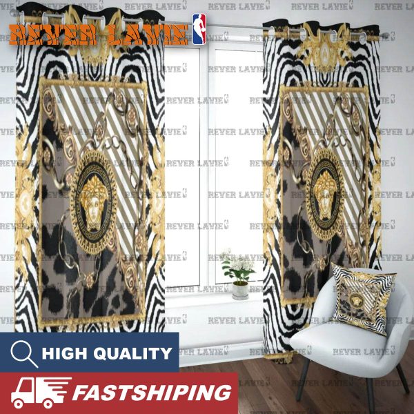 Versace Big Logo In Luxury Animal Printed Window Curtain