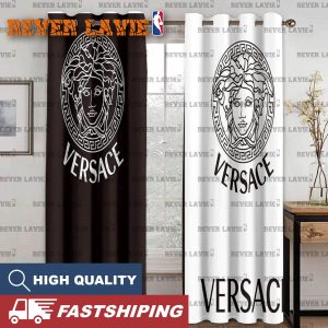 Versace Big Medusa Logo Black And White Splited Two Sides Window Curtain