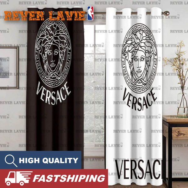 Versace Big Medusa Logo Black And White Splited Two Sides Window Curtain