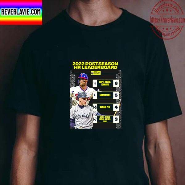 2022 Postseason HR Leaderboard MLB Unisex T-Shirt 2022 Postseason HR Leaderboard MLB Unisex T-Shirt