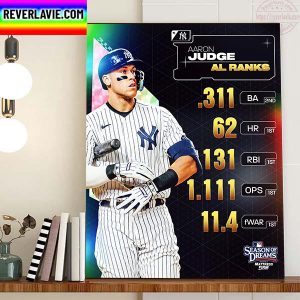 Aaron Judge New York Yankees 2022 AL Ranks Home Decor Poster Canvas