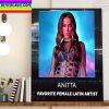 Anitta Wins Favorite Female Latin Artist AMAs Award Home Decor Poster Canvas