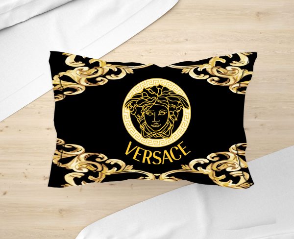 Best Versace Golden Logo With Golden Flames Pillow Case