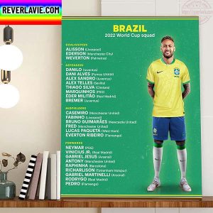 Brazil 2022 FIFA World Cup Squad Home Decor Poster Canvas