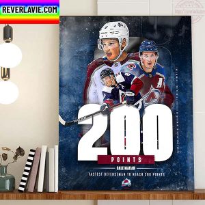 Cale Makar 200 Points Colorado Avalanche NHL Home Decor Poster Canvas