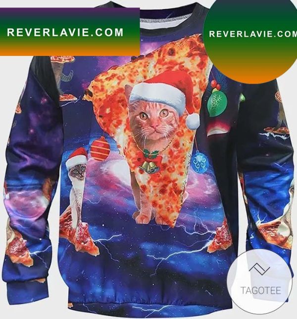 Cat And Pizza Ugly Christmas Sweater