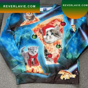 Cat Pizza Christmas Funny Pullover Ugly Christmas Sweater