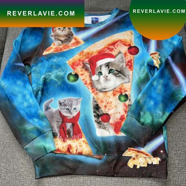 Cat Pizza Christmas Funny Pullover Ugly Christmas Sweater