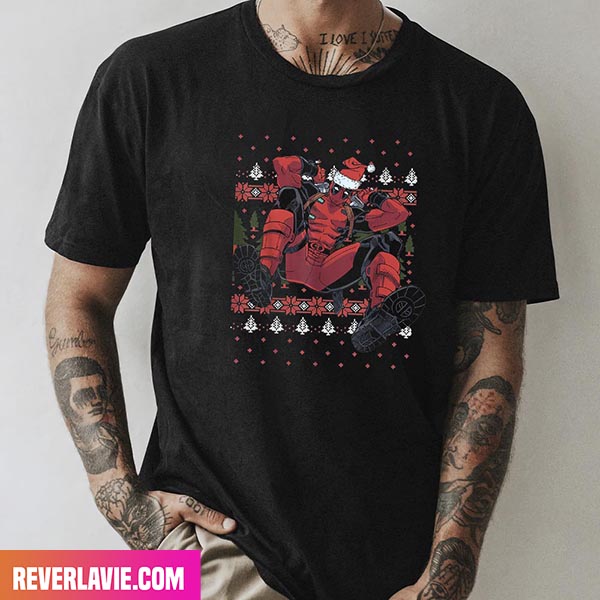 Dadpool Santa Hat Christmas Marvel Studios Style T-Shirt Dadpool Santa Hat Christmas Marvel Studios Style T-Shirt