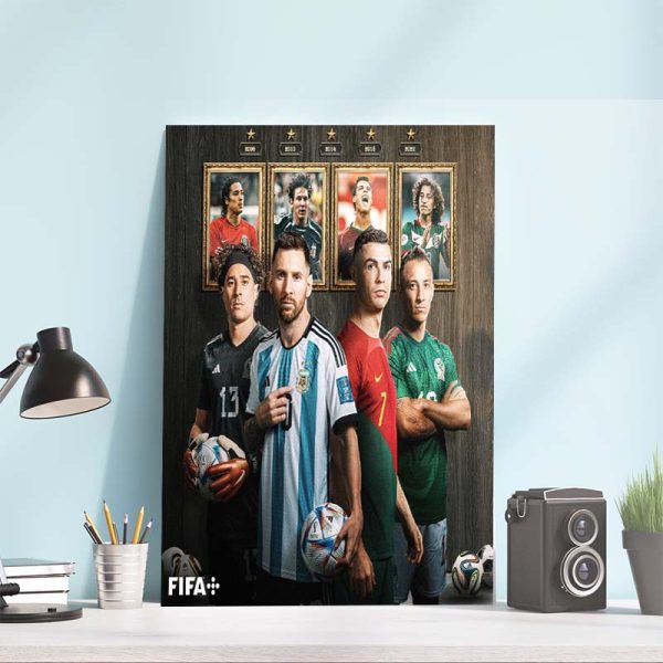 Four More Members Messi x CR7x Ochoa x Guardado Into The Exclusive Five FIFAWorldCup club Fan Gift Poster Canvas