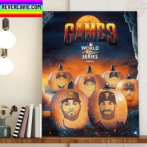 Game 3 MLB World Series 2022 Houston Astros Vs Philadelphia Phillies Happy Halloween Home Decor Poster Canvas