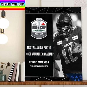 Henoc Muamba MVP 2022 Grey Cup Champion Home Decor Poster Canvas
