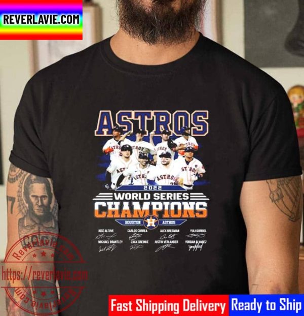 Houston Astros Team 2022 World Series Champions Signatures Unisex T-Shirt