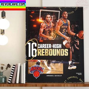 Immanuel Quickley 16 Career High Rebounds New York Knicks NBA Home Decor Poster Canvas