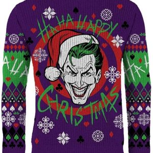 Joker Put On A Santa Hat Ugly Christmas Sweater