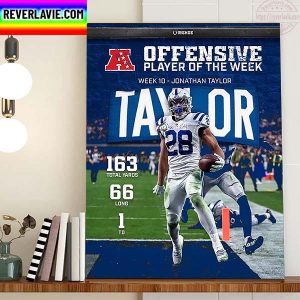 Jonathan Taylor Offensive Player Of The Week Indianapolis Colts Home Decor Poster Canvas