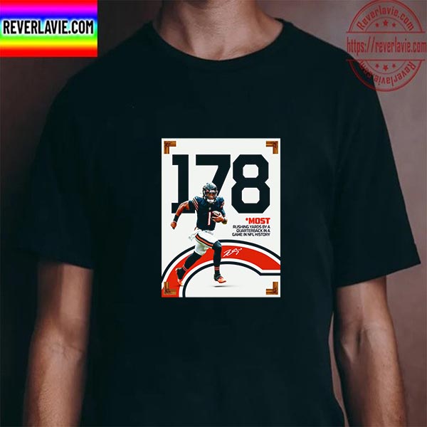 Justin Fields 178 Rush Yards Most Rushing Yards By A QB Unisex T-Shirt Justin Fields 178 Rush Yards Most Rushing Yards By A QB Unisex T-Shirt