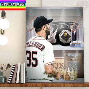 Justin Verlander 3 CY Young Award Winner And His Trophy Case Home Decor Poster Canvas