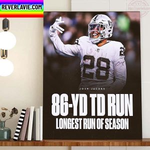 Las Vegas Raiders Josh Jacobs 86 YD TD Run Longest Run Of Season Home Decor Poster Canvas