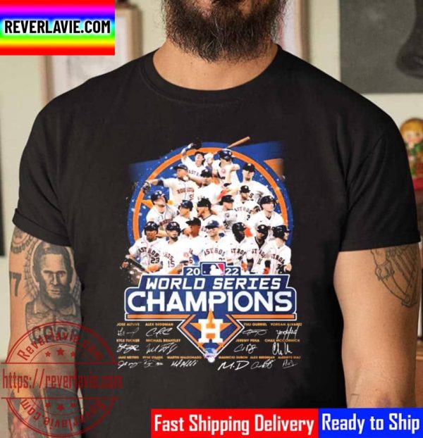 MLB 2022 World Series Champions Houston Astros Team Signatures Unisex T-Shirt