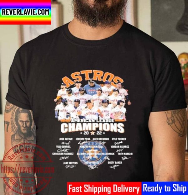 MLB Houston Astros Team American League Champions 2022 Signatures Unisex T-Shirt