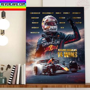 Max Verstappen Wins A Record Breaking 14th Grand Prix This Season Home Decor Poster Canvas