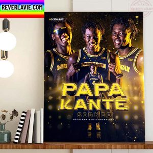 Papa Kante Signed Michigan Mens Basketball Home Decor Poster Canvas