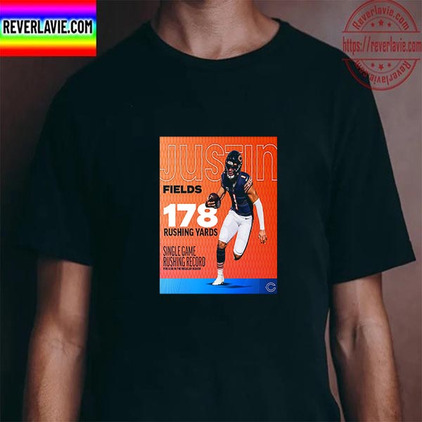The Chicago Bears Justin Fields 178 Rushing Yards Unisex T-Shirt The Chicago Bears Justin Fields 178 Rushing Yards Unisex T-Shirt