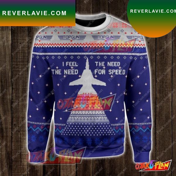 Top Gun Feel The Need 3D Print Ugly Christmas Sweater