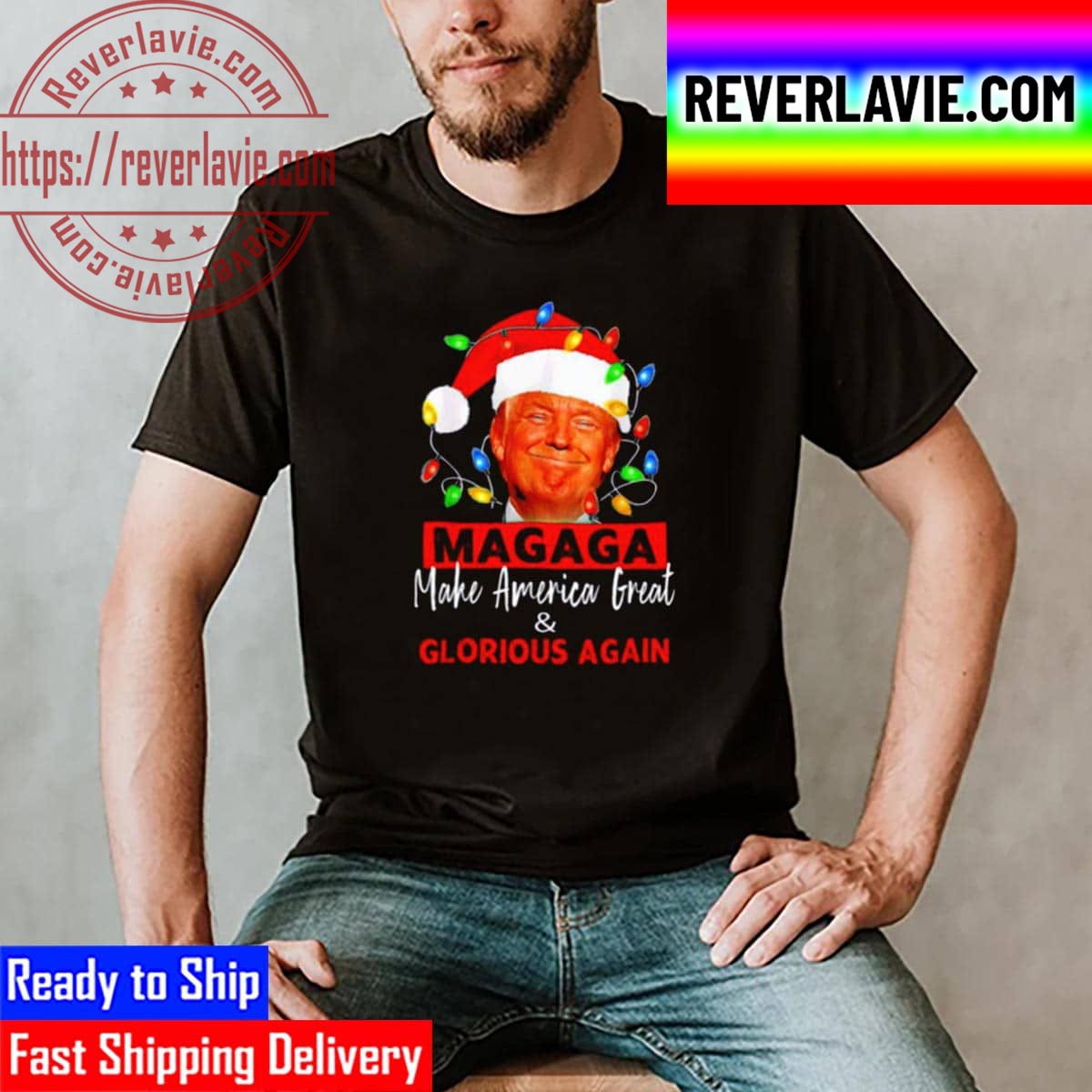 Trump 2024 Magaga Make America Great And Glorious Again Christmas Lights Unisex T-Shirt Trump 2024 Magaga Make America Great And Glorious Again Christmas Lights Unisex T-Shirt