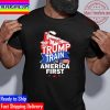 Trump Train 2024 Get On Board Or Get Run Over American Flag Unisex T-Shirt