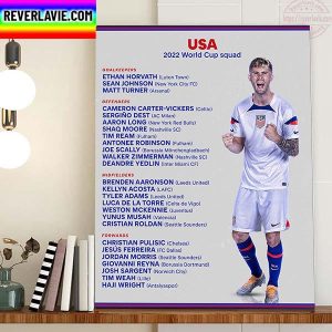 USA 2022 FIFA World Cup Squad Home Decor Poster Canvas